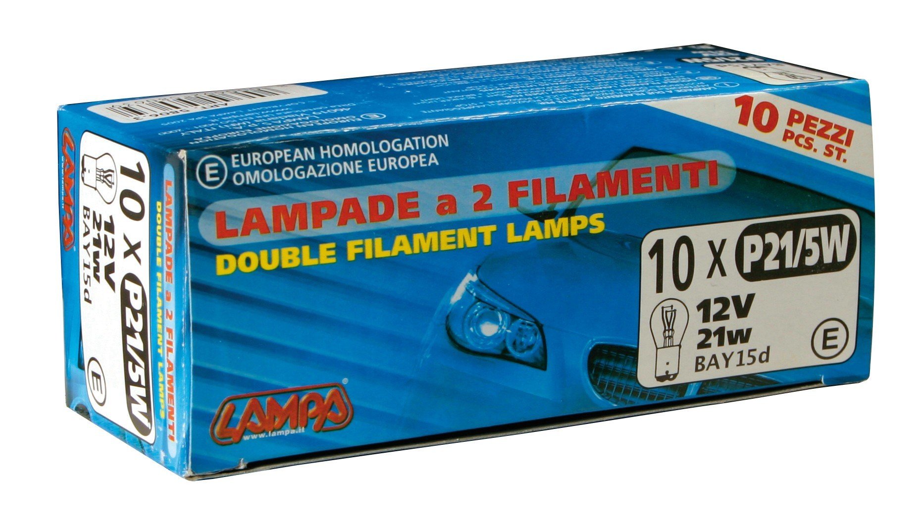 12V Lampada 2 filamenti - P21/5W - 21/5W - BAY15d - 10 pz - Scatola