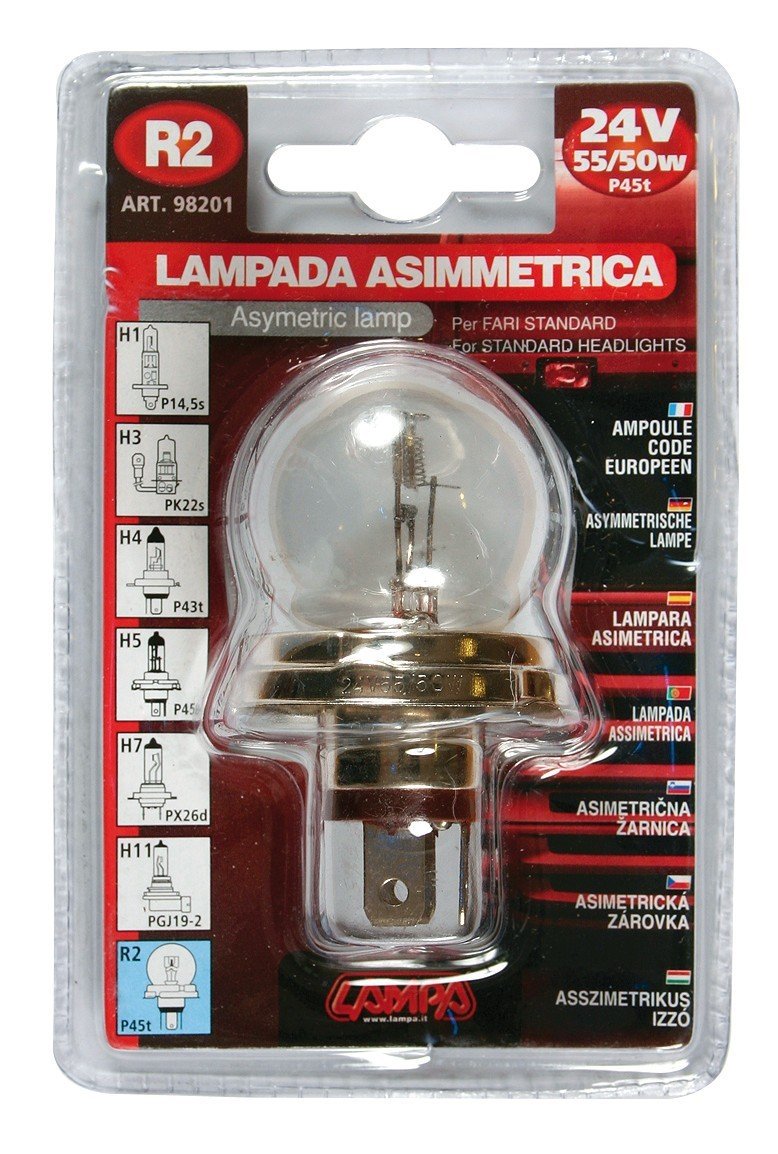 LAMPADA 24V ASIMMETRICA BILUCE R2 50/55W P45T 1PZ LAMPADINA CAMION NUOVO NEW 