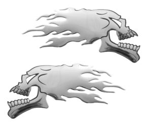 Emblema 3D cromato – 2 Skulls