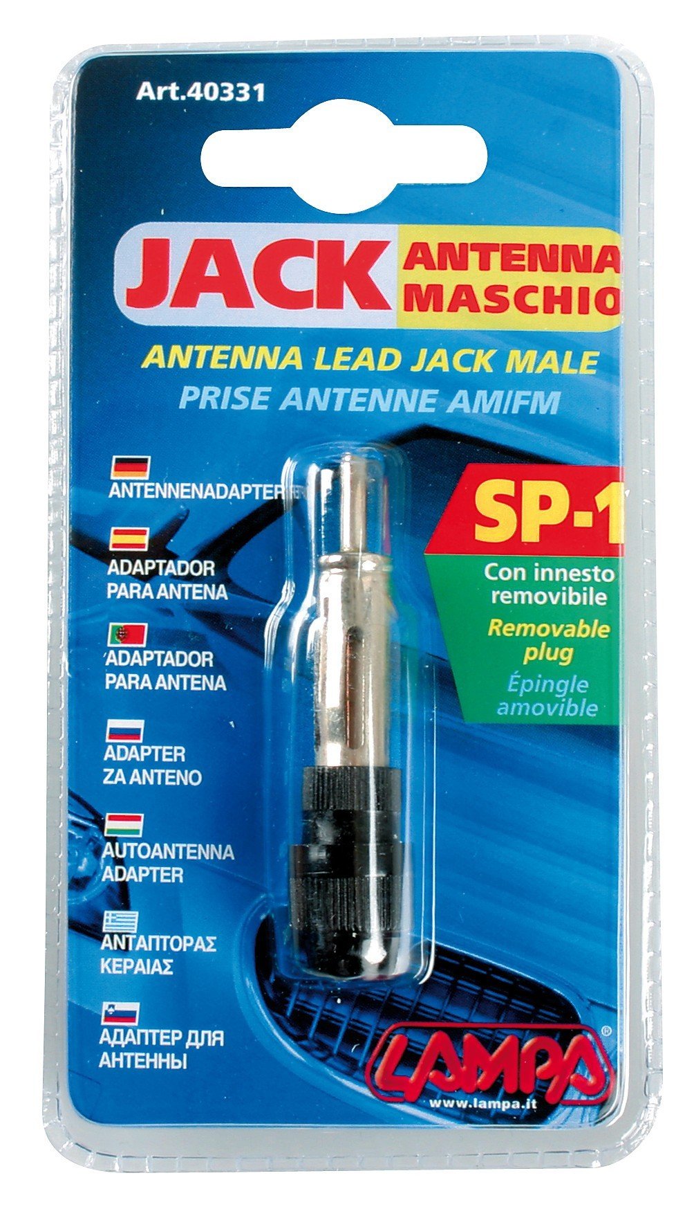 Spinotto Jack Antenna Auto Radio *FM Maschio Adattatore Autoradio