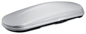 Box da tetto Whispbar FULL-SIZE, 230x94x41 cm, 500 litri, doppia apertura – colore SILVER