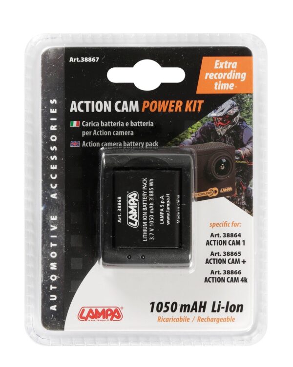 Kit carica batteria + batteria per action camera